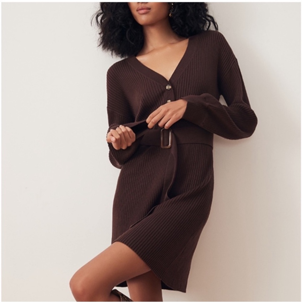 Song of Style Brown Tie Front Sheath Dress